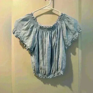 Brandy Melville blue crop top off the shoulder one size